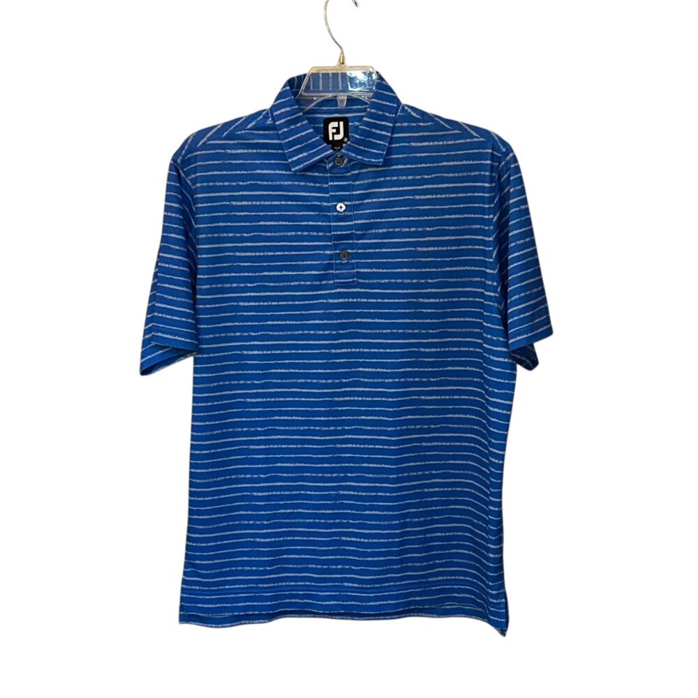FootJoy (FJ) Blue Grey Performance Golf Polo Short Sleeve Collar Shirt Medium